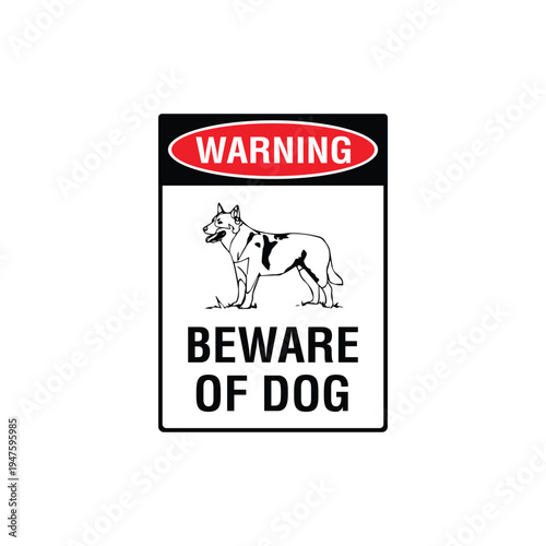 Warning Beware Of Dog Malinois Breed Vector Sign, Security Alert Sticker, Guard Dog Design