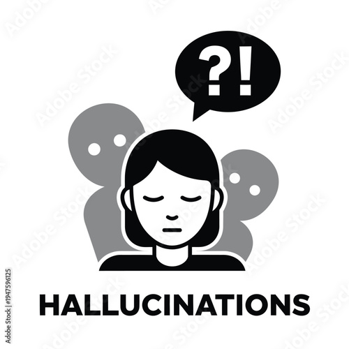 A stylized black and white illustration depicts a person with a questioning thought bubble and shadowy figures surrounding them high quality professional detailed modern