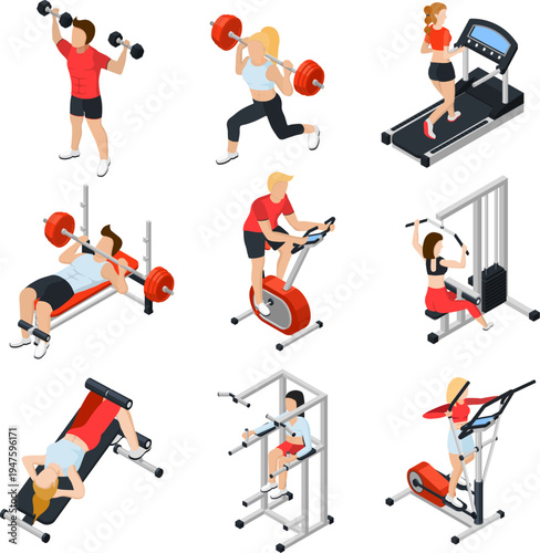 Personal trainer guiding gym session with physical exercises. Individual fitness instructor, sports workout. Professional coach supervision. Fitness training, health exercise