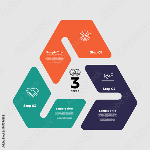 Venn diagram infographic chart template for business 3 parts, options, presentation with venn diagram elements vector editable illustration.	