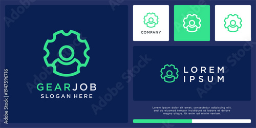 Gear job logo design with people