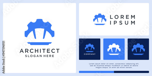 Auto architect logo design with gear and helmet