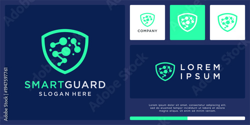 Smart guard logo design with tech brain