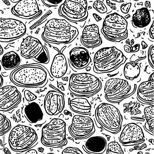 seamless pattern with fruits and vegetables