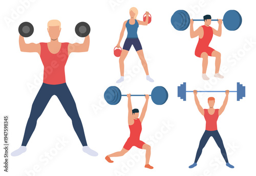 Personal trainer guiding gym session with physical exercises. Individual fitness instructor, sports workout. Professional coach supervision. Fitness training, health exercise