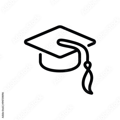 Graduation Cap Monoline Vector Icon