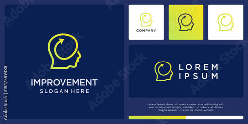 Head improvement logo design template with arrow