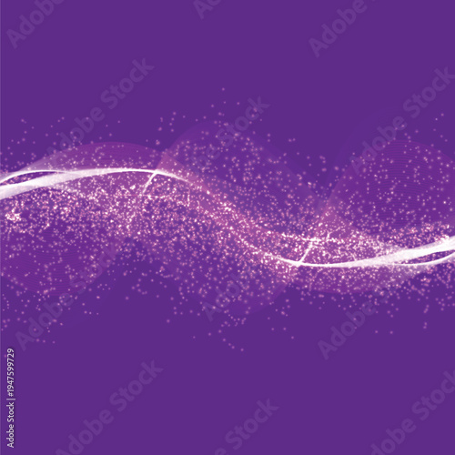 Abstract swirling sparkles and light trails on a vibrant purple background