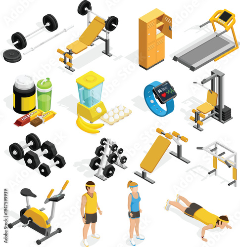 Personal trainer guiding gym session with physical exercises. Individual fitness instructor, sports workout. Professional coach supervision. Fitness training, health exercise