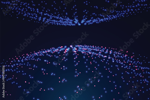 Abstract representation of particle streams or data flow against a dark expansive background