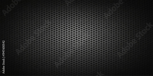A seamless dark carbon fiber texture background featuring a black metallic grid pattern and industrial steel mesh design for a modern gray material wallpaper