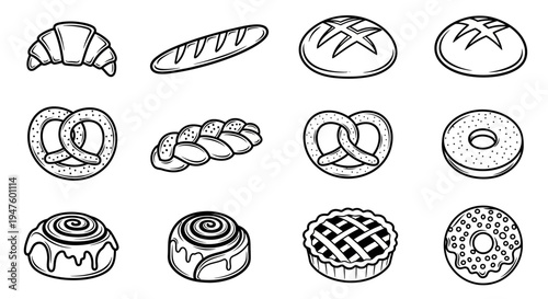 Bakery Icons: Assorted Baked Goods Collection