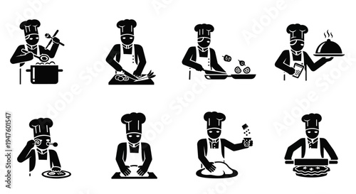 Chef Icons: Cooking, Food Prep, Serving, and Professional Kitchen Activities