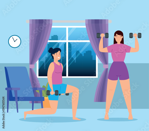 Personal trainer guiding gym session with physical exercises. Individual fitness instructor, sports workout. Professional coach supervision. Fitness training, health exercise