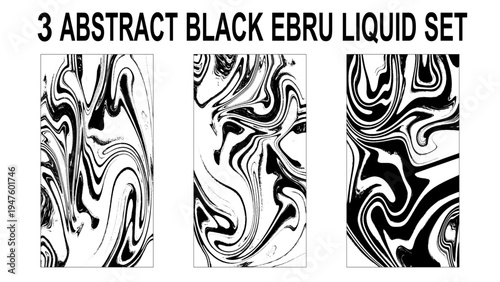 Set of abstract backgrounds. Ink marbling textures.. 