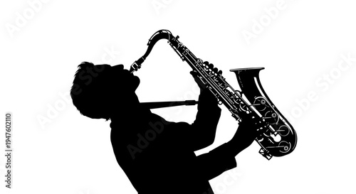 Man playing a saxophone instrument.