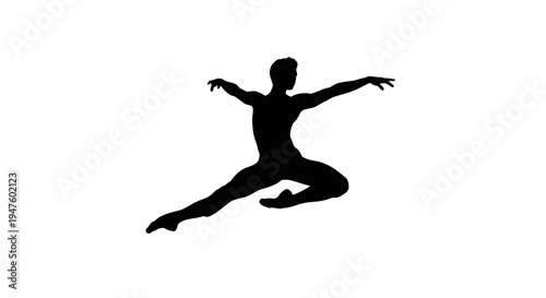 Silhouette of a jumping dancer.