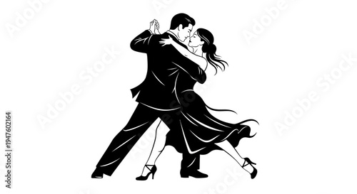 Man and woman tango dance together.