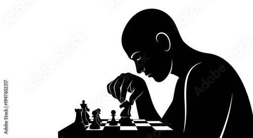 Man playing chess game strategy.