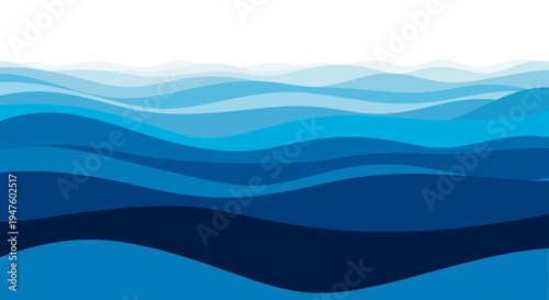 Wavy Blue Ocean Water Layers Deep.