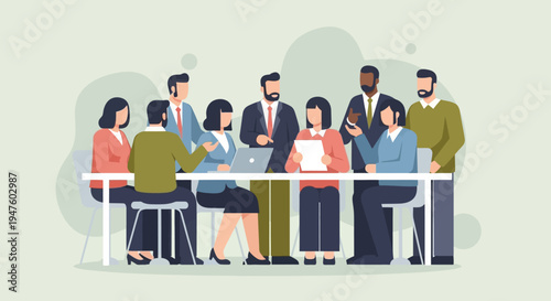 Diverse group of business people meeting.