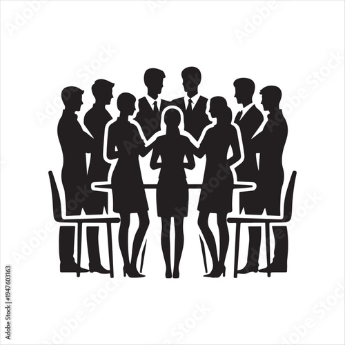 Group teamwork vector silhouette clip art logo design concept illustration idea