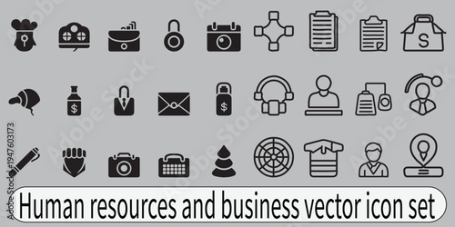 Human resources and business vector icon set