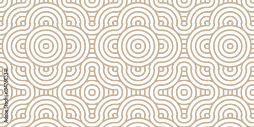 Seamless paper brown pattern circles line fabric curl transparent design. minimal overlapping pattern with waves pattern with waves white geometric retro background.