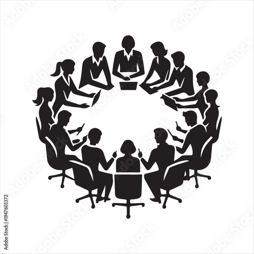 Group teamwork vector silhouette clip art logo design concept illustration idea