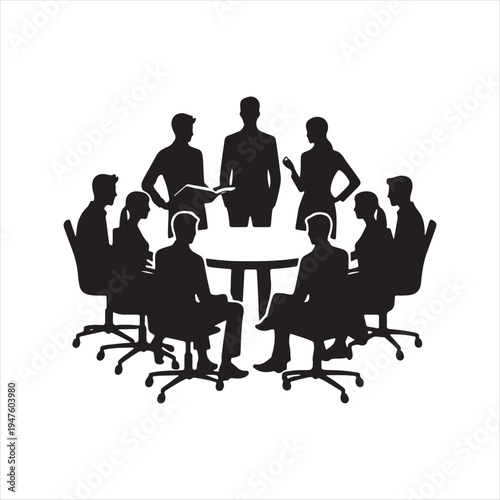 Group teamwork vector silhouette clip art logo design concept illustration idea