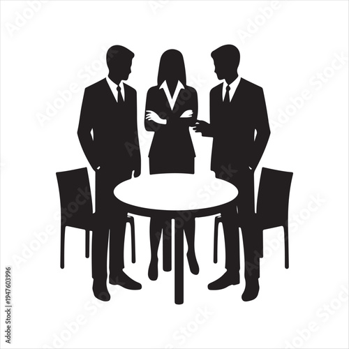 Group teamwork vector silhouette clip art logo design concept illustration idea