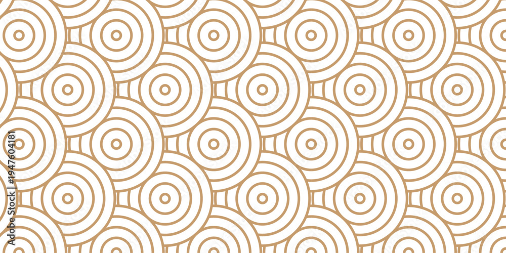 Fototapeta premium Seamless paper brown pattern circles line fabric curl transparent design. minimal overlapping pattern with waves pattern with waves white geometric retro background.
