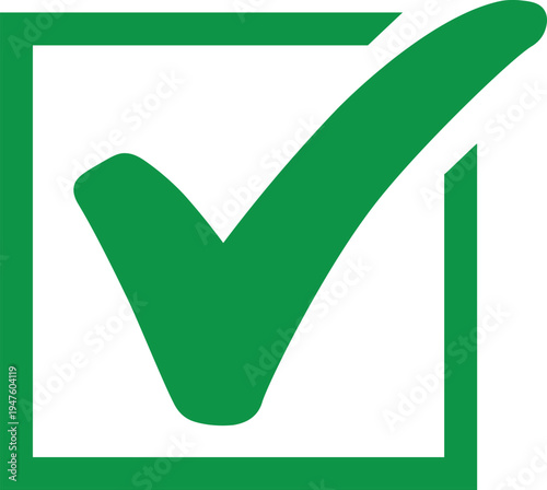 Minimalist Flat Tick Box Illustration for Modern User Interface Design, (UI) designs, mobile app notifications, digital checklists, and business approval branding.