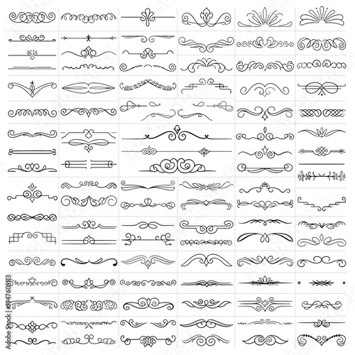 Collection of elegant decorative line designs.