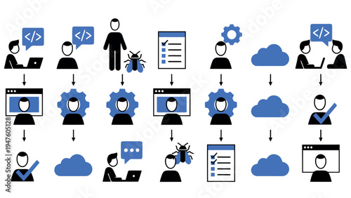 Set of 20 business process icons vector