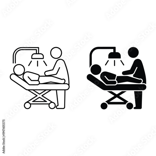 Medical examination a doctor checking a patient lying on a bed