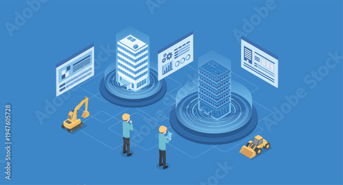 建物の3次元モデルを活用している建設業のイメージ