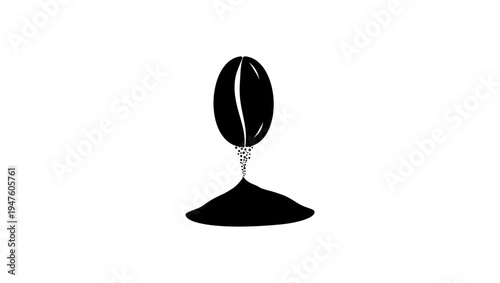 ground coffee symbol, black isolated silhouette