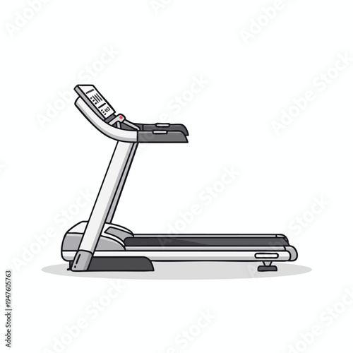 White and gray treadmill with digital display, side view
