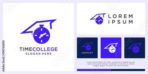 Time college logo design template with cap