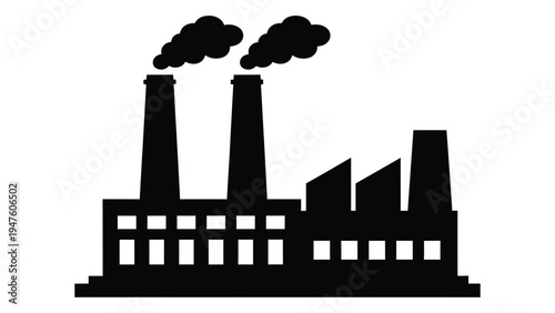 A factory with smoke coming out of the chimney