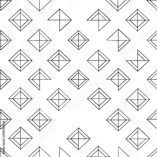 Abstract geometric seamless pattern with nested diamonds and triangles