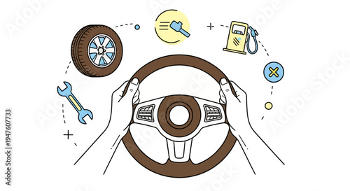 Automotive Repair and Service Concept Illustration