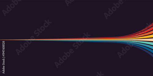 Abstract 1970's background design in futuristic retro style with colorful lines. Vector illustration.