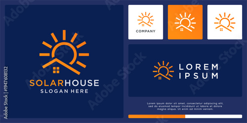 Unique solar house logo design template