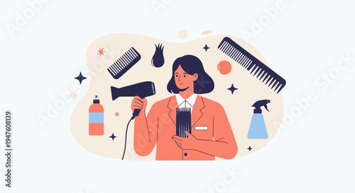 Hairdressing and beauty salon services concept illustration