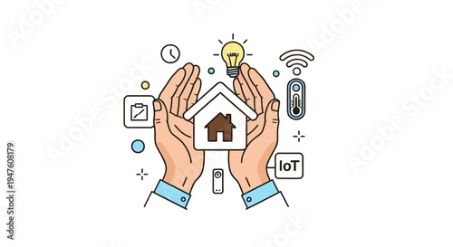 Hand holding a digital stylus pen with business icons