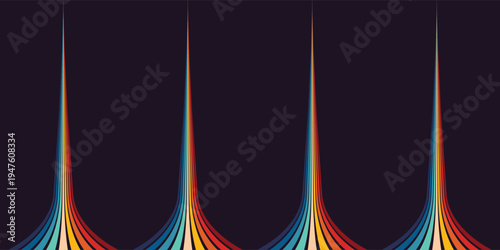 Abstract 1970's background design in futuristic retro style with colorful lines. Vector illustration.