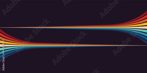 Abstract 1970's background design in futuristic retro style with colorful lines. Vector illustration.