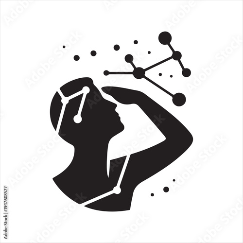 Stargazing constellation abstract silhouette line art logo design concept illustration idea